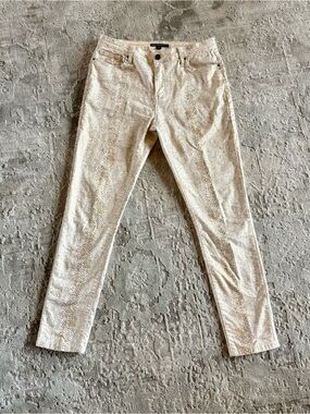 Boston Proper jeans women’s gold metallic animal print skinny pants size 10